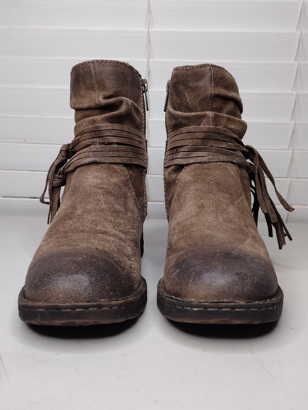 Born Cross Sz 7M Leather Boho Western Ankle Boots - Picture 6 of 13